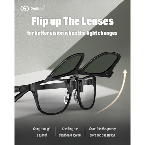 Clip On Sunglasses Women Men Polarized UV400 Concel Glasses Retro Style main image 5